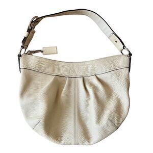 COACH Pebble Leather Cream Hobo Shoulder Bag